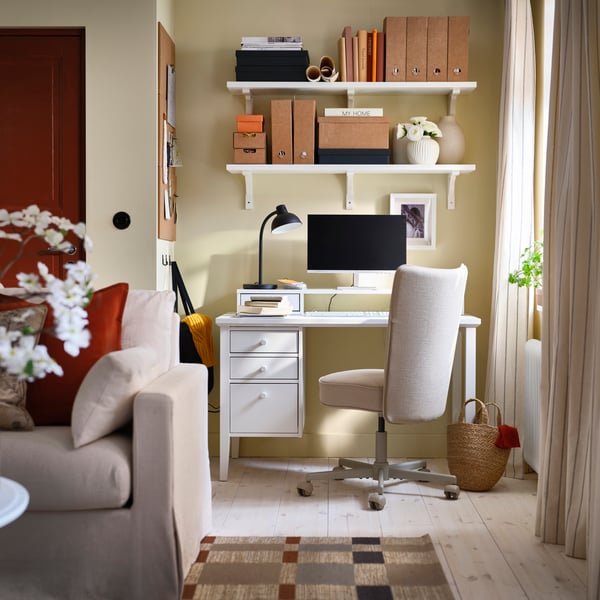 GULLABERG / BRYTNING Desk and chair, white/beige, 120x65 cm