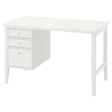 A GULLABERG white desk with three drawers. Its an all-white, rectangular, wooden desk with smooth edges, perfect for a home office.