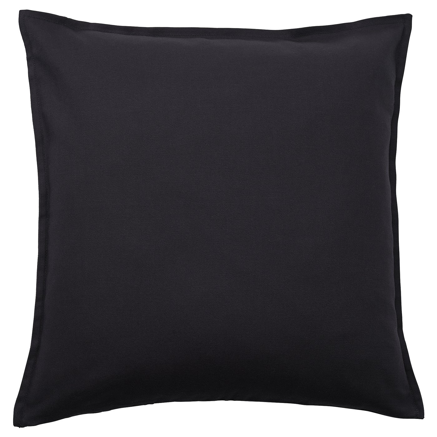 Black GURLI square pillow, simple design, smooth fabric, zipper closure.