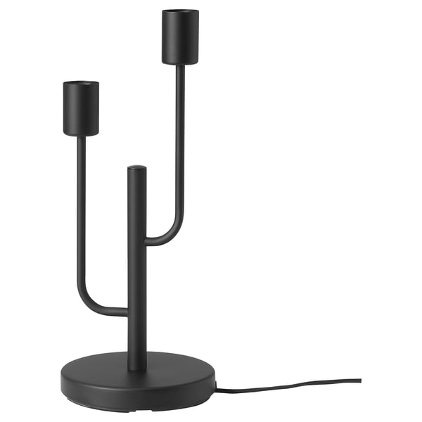 Modern HADDEBO lamp with steel base, circular stand, and 3 angled bulb holders.