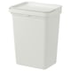 Option: White recycling bin, HÅLLBAR, rectangular, with lid and handle. Made from recycled plastic.