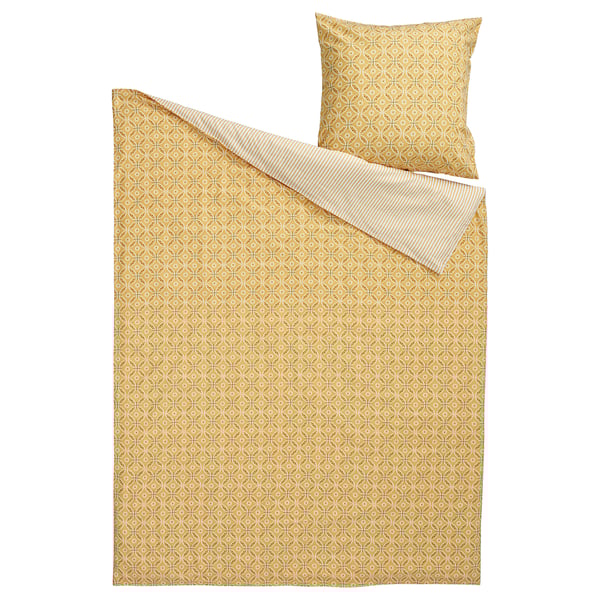 HAMNSENAP Duvet cover and pillowcase, yellow/multicolour, 140x200/80x80 cm