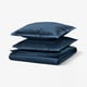 HAMPFLOCKEL Duvet cover and 2 pillowcases, dark blue, 240x220/80x80 cm