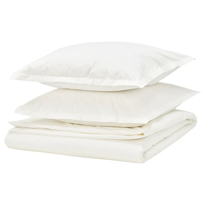 White cotton duvet, zipper.