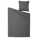 Grey percale duvet set with flat sheet & envelope pillowcase.