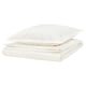 Option: White HAMPFLOCKEL duvet set, classic cotton, smooth, rectangular with zipper detail.