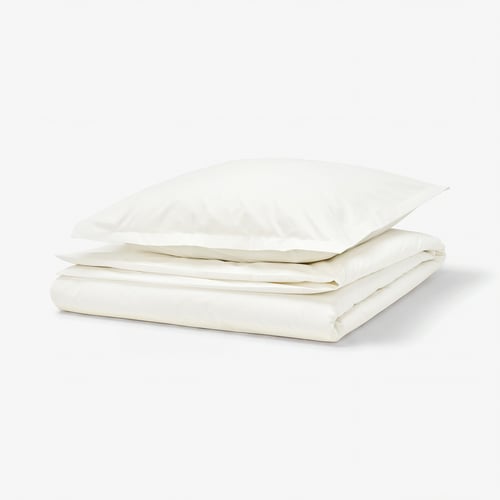 HAMPFLOCKEL Duvet cover and pillowcase, white, 155x220/80x80 cm