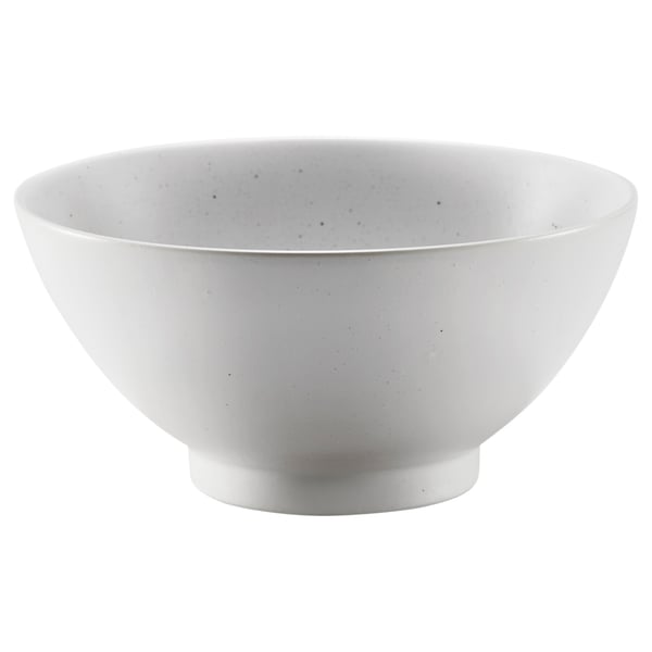 HARMYNTA white speckled bowl, porcelain. Round, deep shape, simple design.