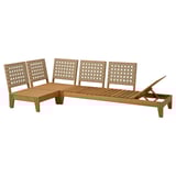 HATTHOLMEN outdoor chaise lounge set, light brown wood, adjustable back, l-shaped.