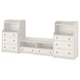 HAUGA white storage set: 2 chests, 1 bench. Modern design with drawers and shelves.