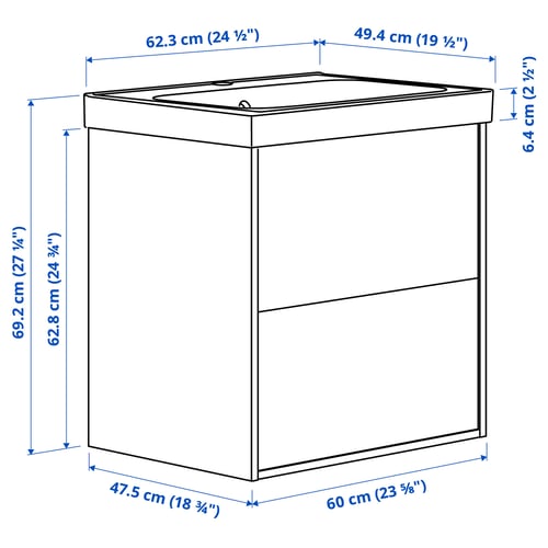 Illustration with measurements for the product: HAVBÄCK.