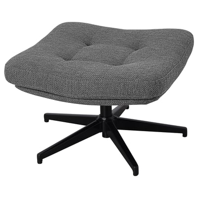 HAVBERG grey footstool with black metal legs & fabric cover.