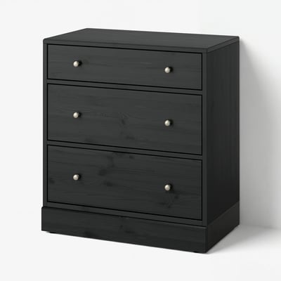HAVSTA Chest of 3 drawers, black, 81x47x89 cm