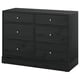 A dark grey HAVSTA chest of drawers with six large drawers. Crafted from solid pine, it boasts a sleek, modern design ideal for bedrooms.