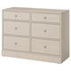 HAVSTA dresser, cream, six drawer, rectangular, pine wood.