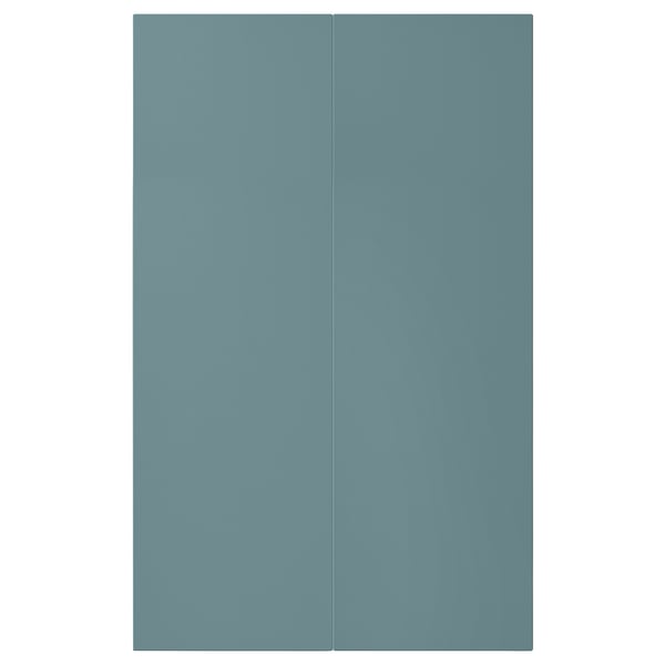 Turquoise HAVSTORP kitchen cabinets with smooth, lacquered doors in a modern design.