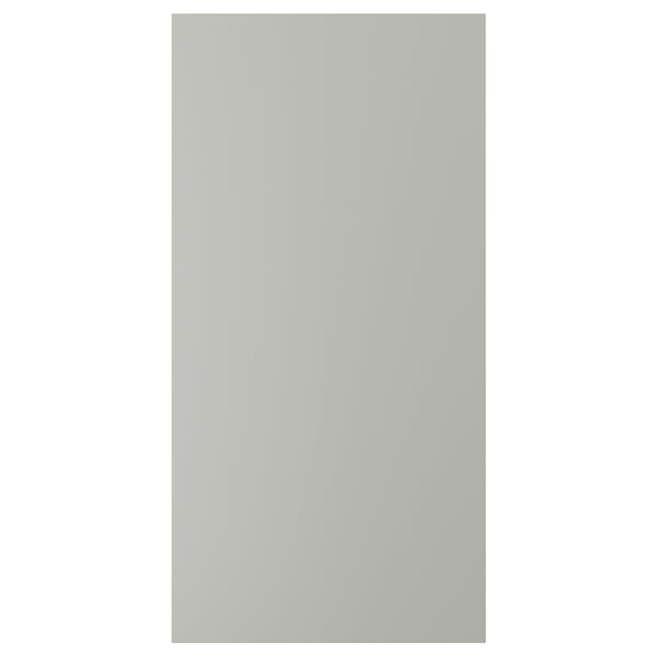 Displays a light grey rectangular HAVSTORP kitchen cabinet door, smooth and simple in design.