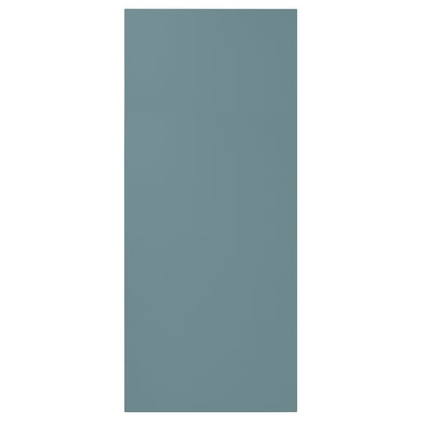 A turquoise HAVSTORP kitchen cabinet door with a smooth finish, designed to be mounted on the right or left side.