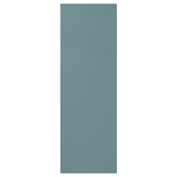 A tall, rectangular, turquoise-colored cabinet door with smooth, clean lines and a modern design.