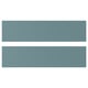 Two turquoise rectangular tiles; sleek, modern design; smooth finish; acrylic paint & fiberboard material.