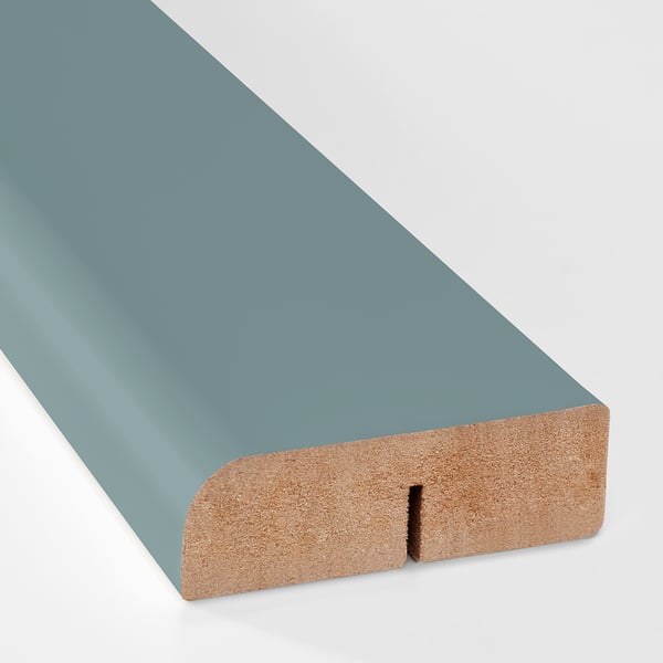 Turquoise kitchen trim, smooth finish, sleek design, quality edge detail.