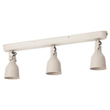 Displays a white HEKTAR ceiling lamp with three adjustable spotlights.