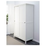 White HEMNES wardrobe with 2 doors, shelves for clothes.