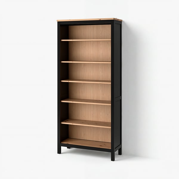 HEMNES Bookcase, black-brown/light brown, 90x197 cm