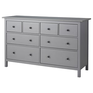 Gray HEMNES chest, six drawers, wooden, rectangular.