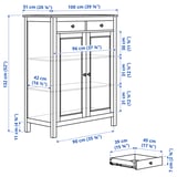 Illustration with measurements for the product: HEMNES.