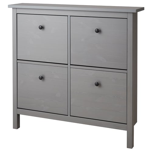 HEMNES grey shoe cabinet, 4 drawers, modern pine.