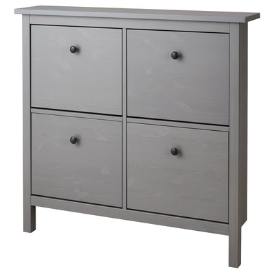 HEMNES gray shoe cabinet, 4 drawers, modern pine.