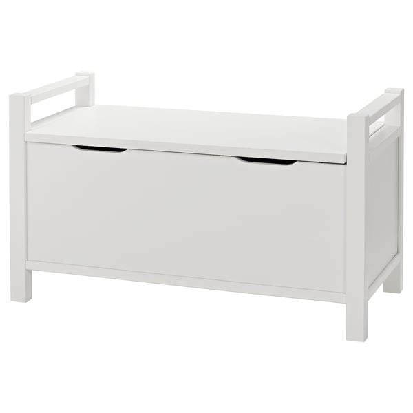 HEMNES white storage bench, pine, clean design.
