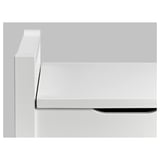 Sleek, modern drawer unit. White finish, smooth surface, single dark handle.