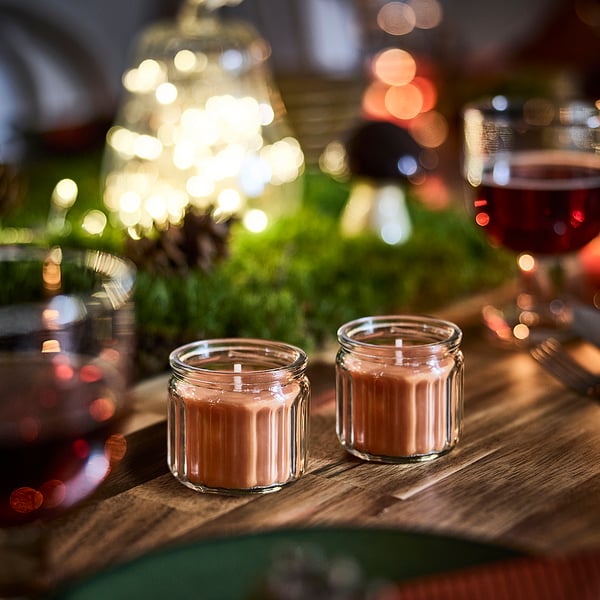 HÖKGÖK Scented candle in glass, Clementine & clove orange, 12 hr