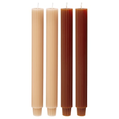 HÖSTAGILLE Unscented chandelier candle, brown-orange/beige, 25 cm