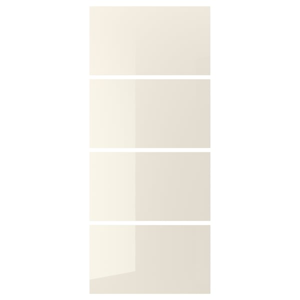 A HOKKSUND high-gloss white sliding door panel made of fibreboard with a sleek, rectangular design for modern furniture.