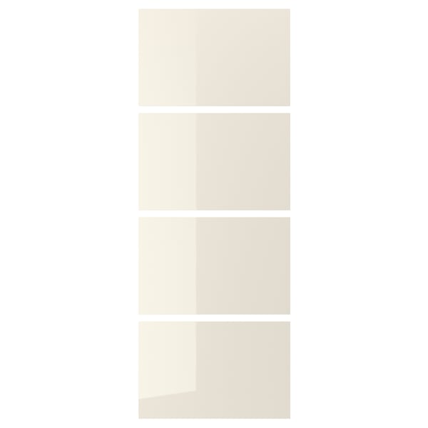A set of four HOKKSUND high-gloss beige sliding doors. They have a sleek, modern design perfect for saving space.