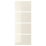 A set of four HOKKSUND high-gloss beige sliding doors. They have a sleek, modern design perfect for saving space.