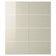 Option: HOKKSUND high-gloss sliding door panel set in beige, 4 fiberboard panels with aluminum rail.