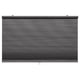 A HOPPVALS black room-darkening cellular blind, featuring a sleek, rectangular design with horizontal slats, mounted against a white background.