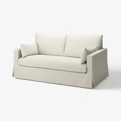 Neutral sofa with beige, machine-washable fabric.