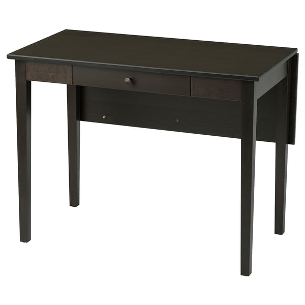 Idanas black desk, rectangular, wooden with single drawer, simple design.