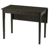 Idanas black desk, rectangular, wooden with single drawer, simple design.