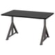An IDÅSEN black desk with a rectangular top and metal legs in a trestle design, suitable for various uses.