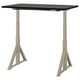 IDÅSEN desk: black top, beige legs. Height adjustable, sturdy, triangular legs.