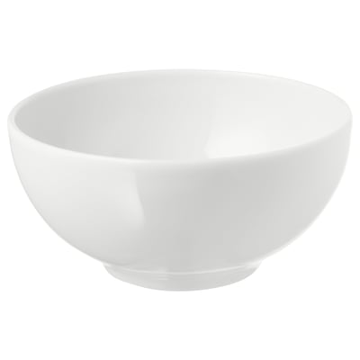 IKEA 365+ white porcelain bowl, simple design, smooth edge, stackable.
