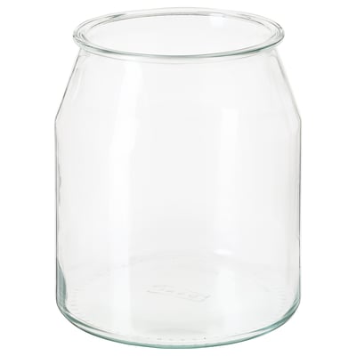 IKEA 365+ clear glass food jar, transparent round container.