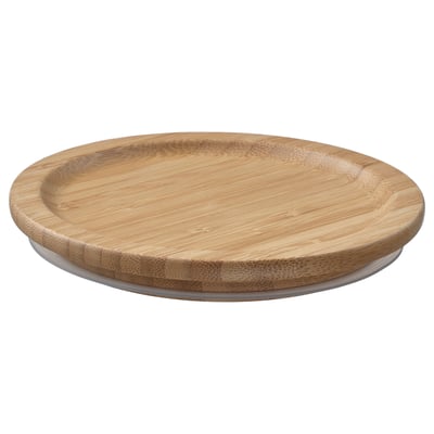 Ikea bamboo lid, natural, round, flat edge, for food container.
