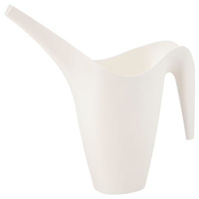 Ikea white watering can, sleek and functional, with a spout and handle for easy use.